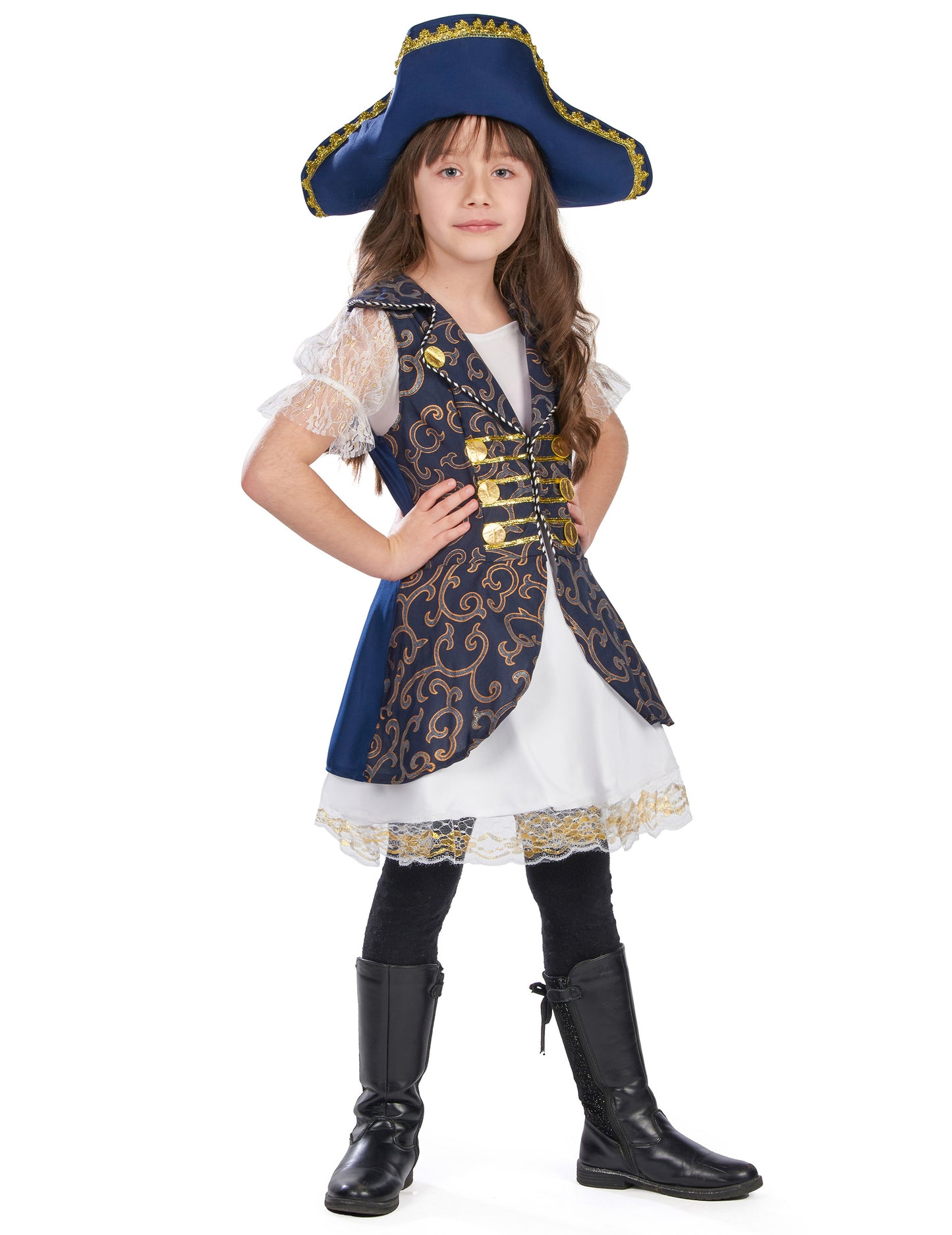 Tmavě modrý pirátský kostým pro dívky