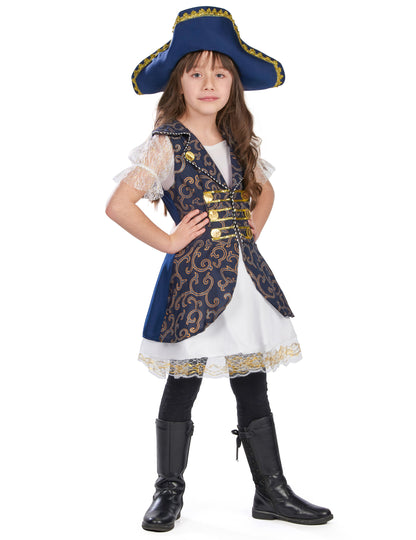 Tmavě modrý pirátský kostým pro dívky