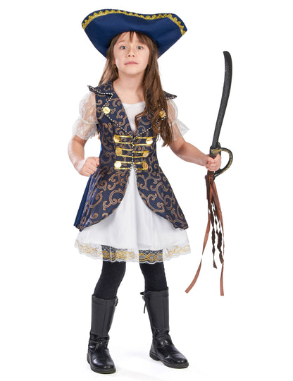 Tmavě modrý pirátský kostým pro dívky
