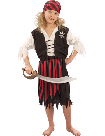 Dívčí pirátský kostým korzára v černém a červeném provedení