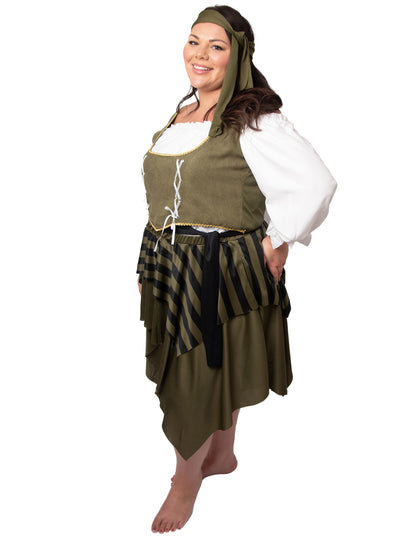 Zelená zelená flibustière pirát velký kostým