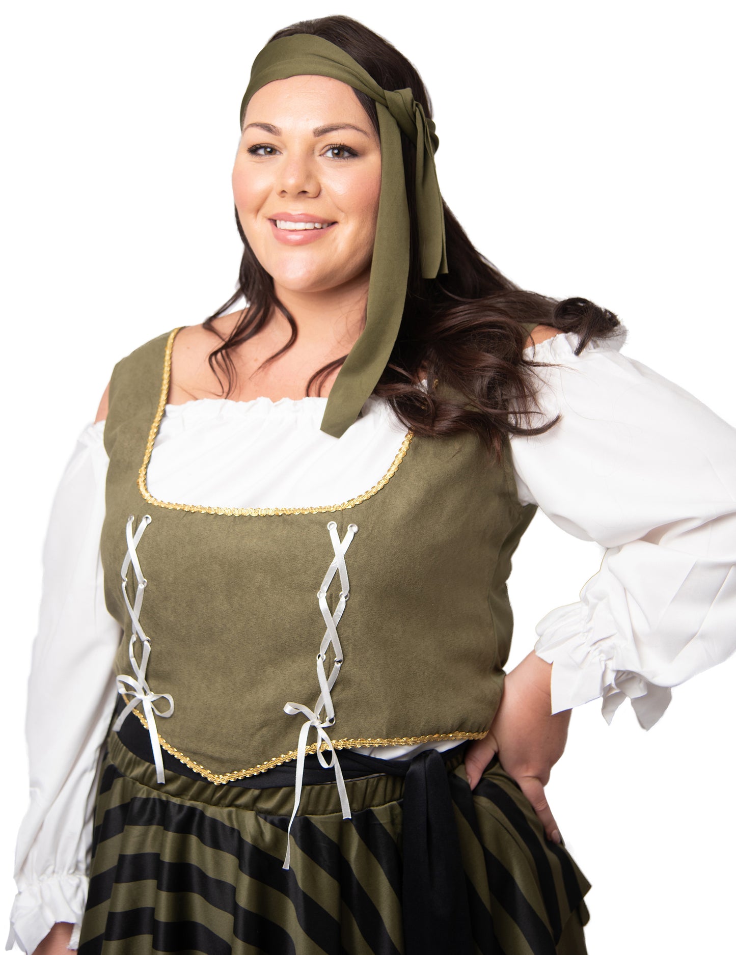 Zelená zelená flibustière pirát velký kostým