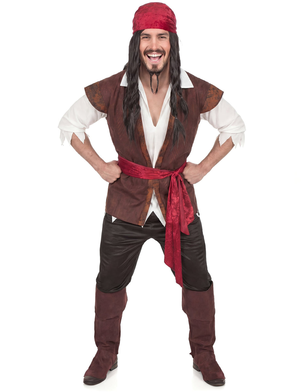 Vue de face du déguisement de pirate pour homme