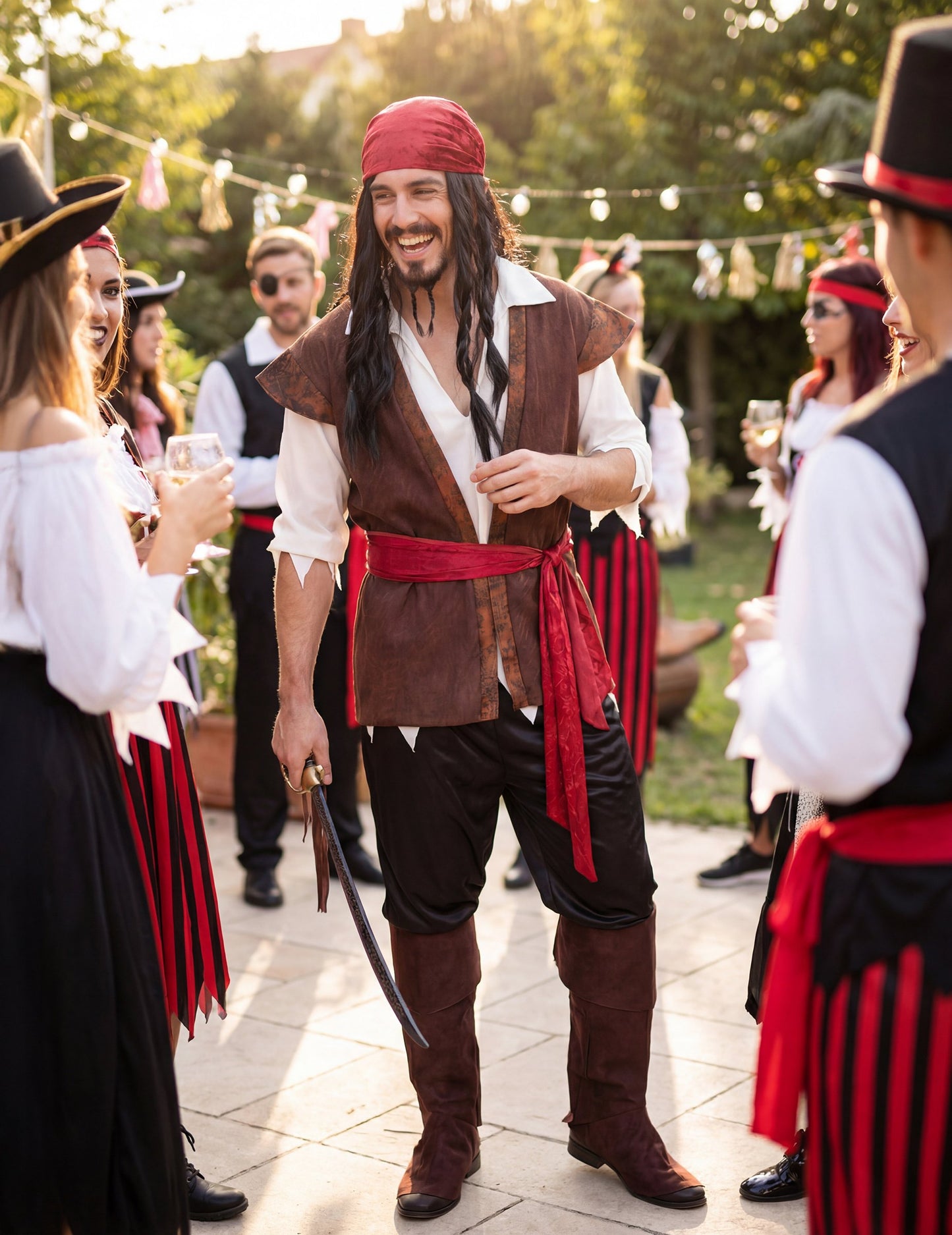Situace při oslavě s kostýmem piráta pro muže