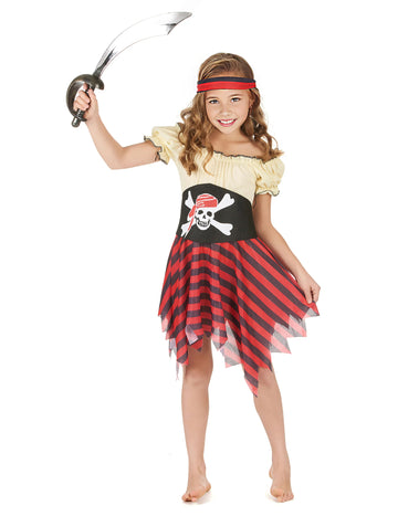 Dívčí žlutočervený pirátský kostým