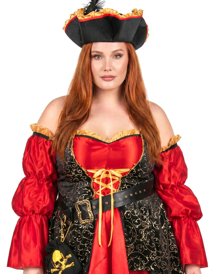Déguisement pirate rouge luxe grande taille femme