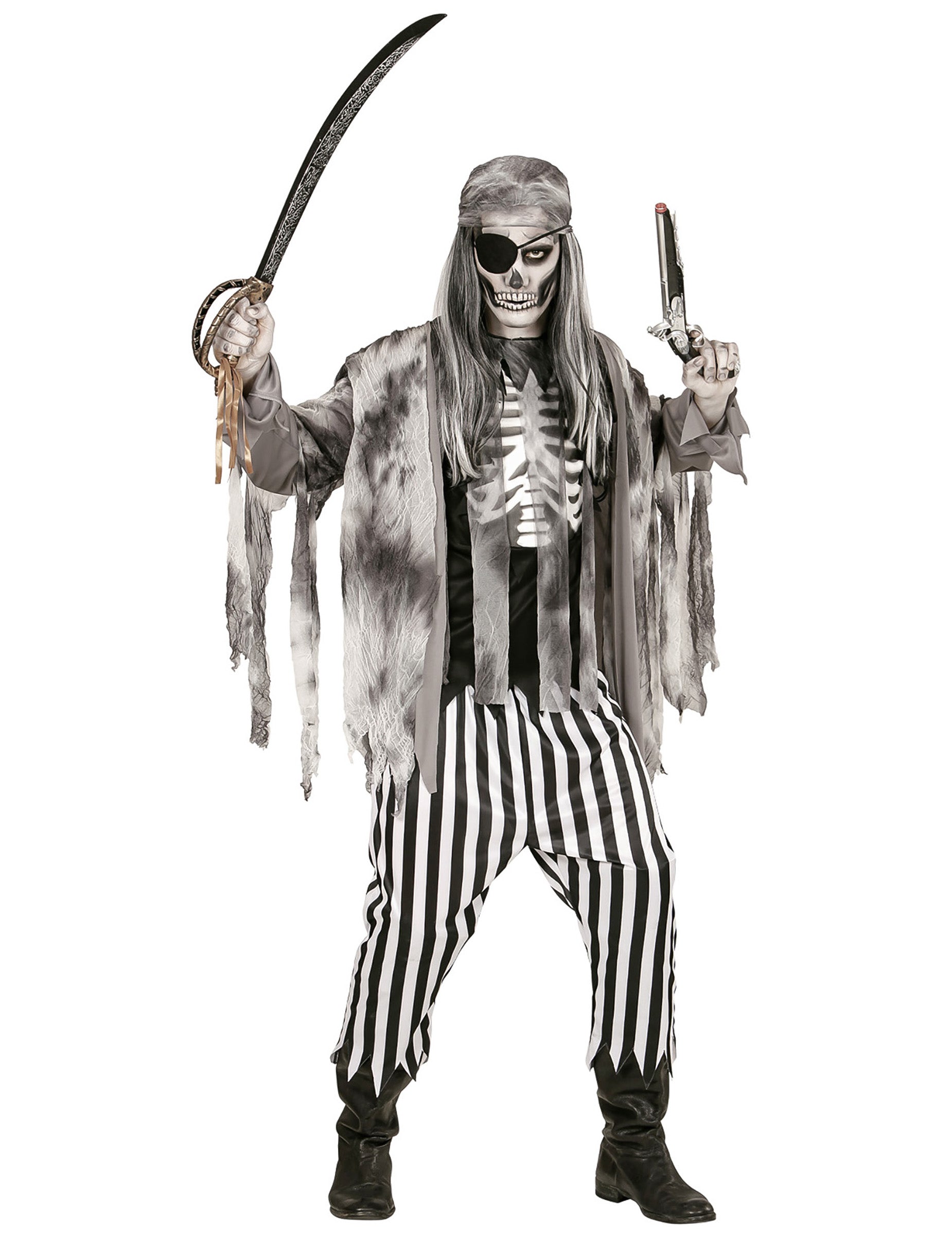 Sabre et pistolet du déguisement pirate squelette fantôme pour homme