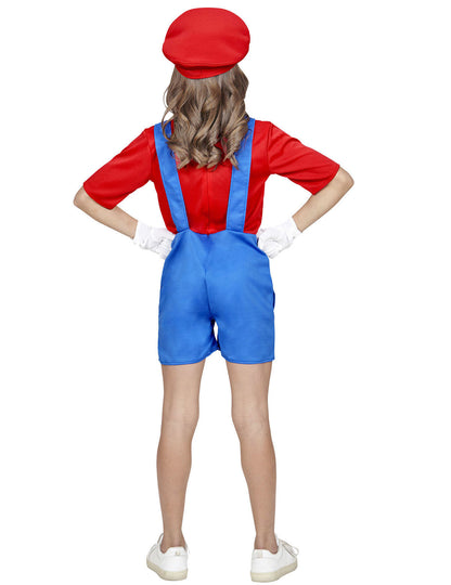 Kostým instalatéra v červených kraťasech pro dívku 