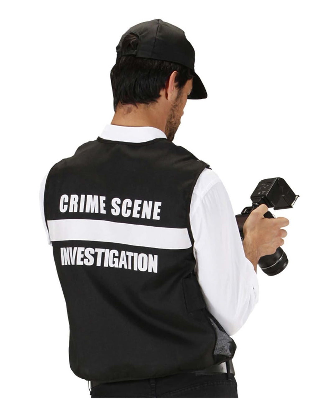 Vue de dos de l'inscription sur le gilet du déguisement de policier FBI