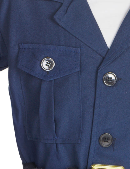 Detail kapsy a knoflíků luxusního policajtského kostýmu