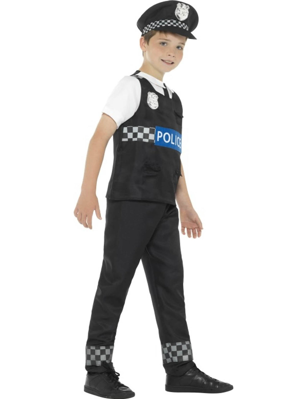 Boční pohled na policejní kostým pro chlapec