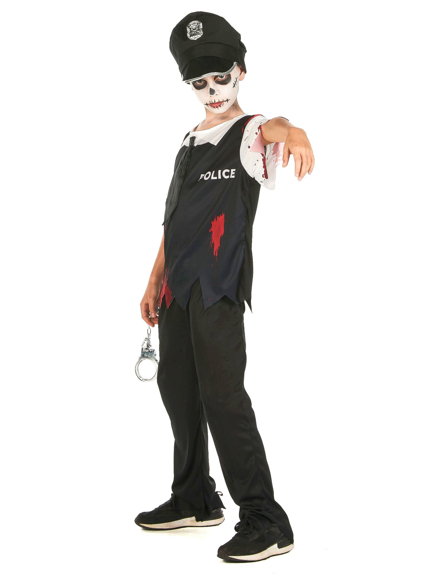 Dětský kostým zombie policisty v černém a bílém provedení