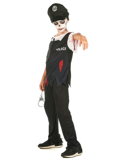Dětský kostým zombie policisty v černém a bílém provedení