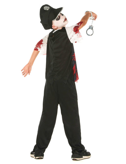 Dětský kostým zombie policisty v černém a bílém provedení