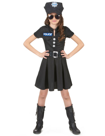 Dívčí kostým policistky v černých šatech