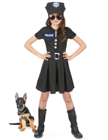 Polizei-Kostüm mit Kappe für Mädchen