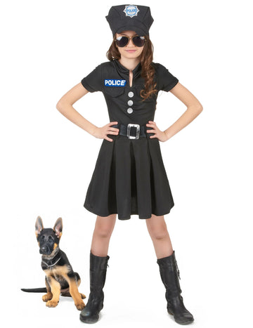 Dívčí kostým policistky v černých šatech