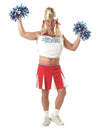 Déguisement de PomPom Girl humoristique pour adulte rouge et blanc avec pompons