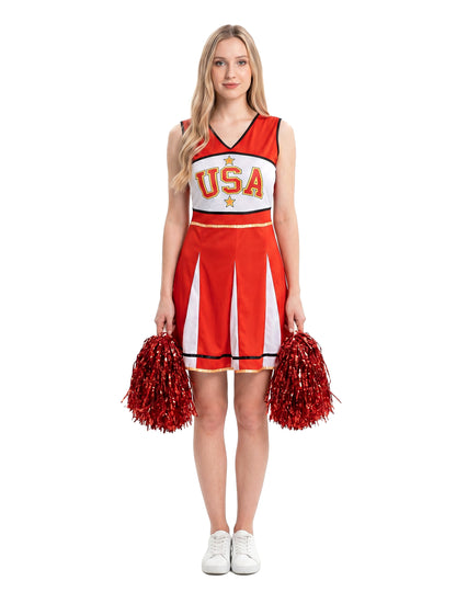 USA Cheerleader-Kostüm für Damen Sportler-Kostüm rot-weiss