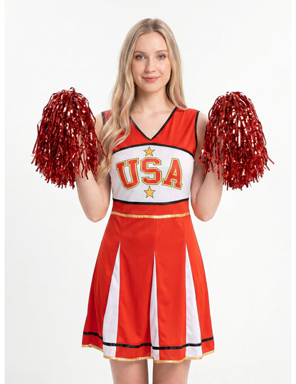 USA Cheerleader-Kostüm für Damen Sportler-Kostüm rot-weiss