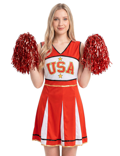 USA Cheerleader-Kostüm für Damen Sportler-Kostüm rot-weiss