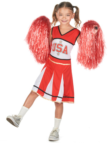 Sportliches Cheerleader-Kostüm für Mädchen USA rot-weiss-schwarz