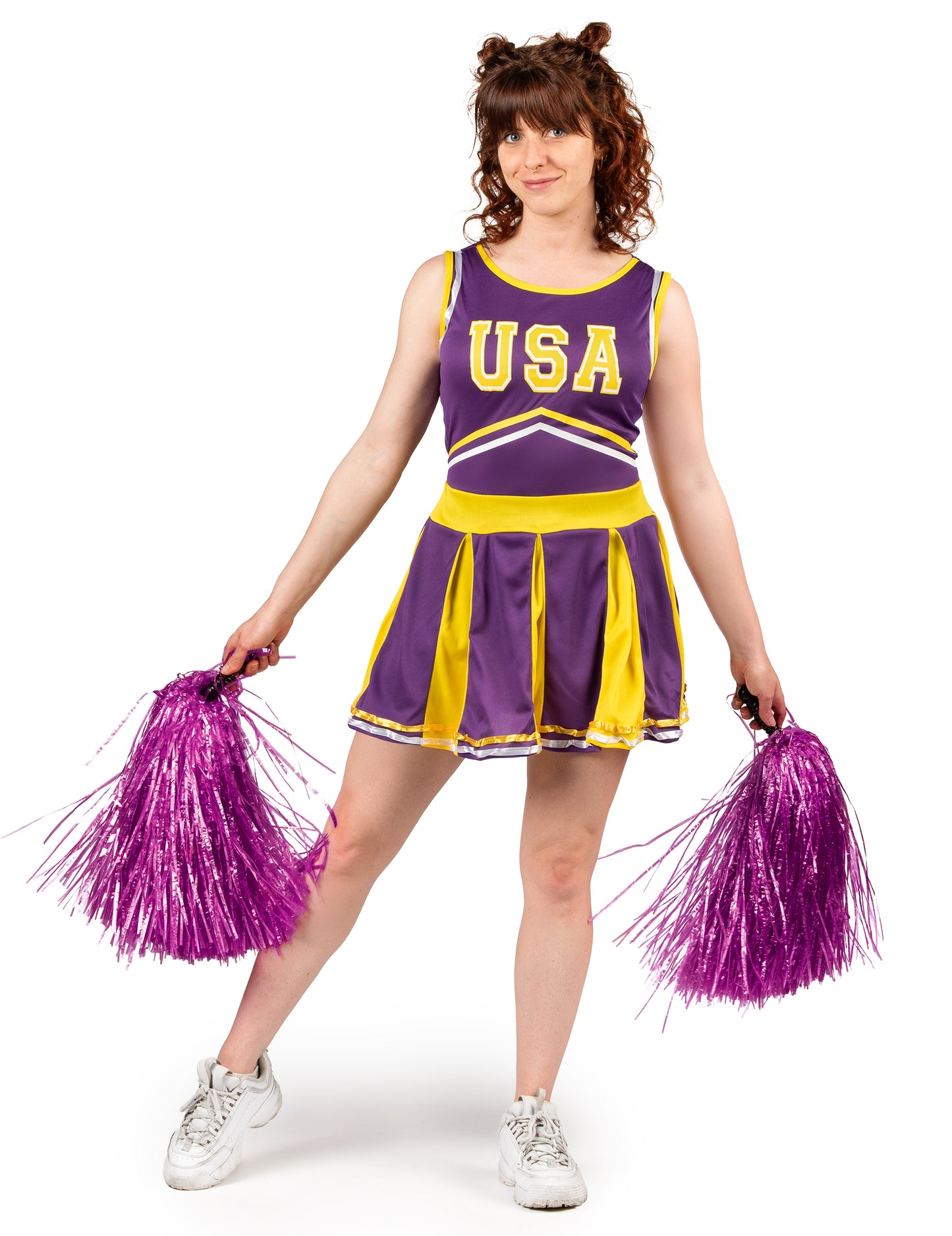 Pompom Girl USA Violet a žlutá žena kostým