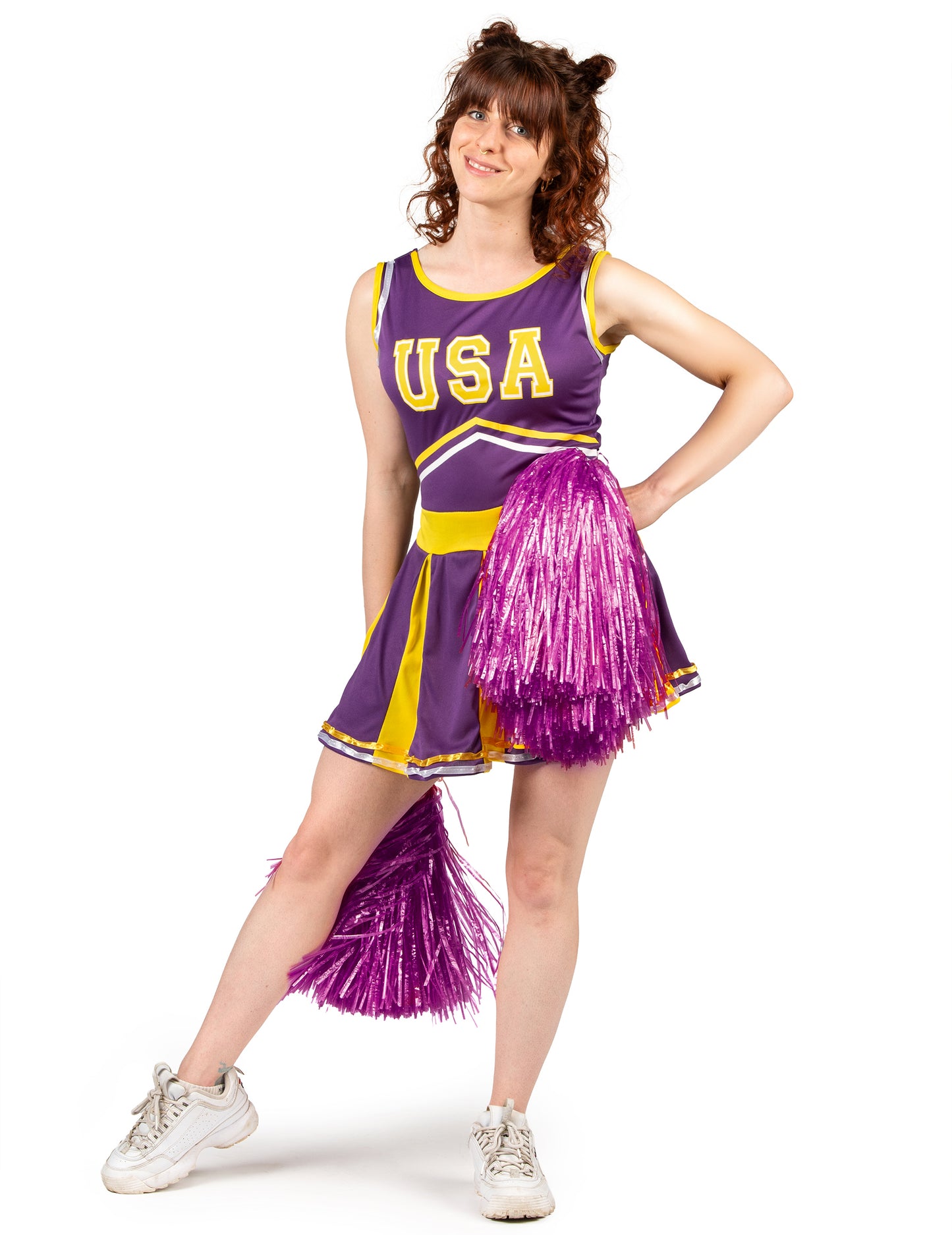 Pompom Girl USA Violet a žlutá žena kostým