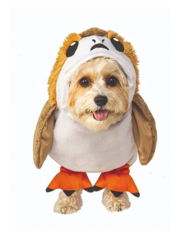 Déguisement Porg The Last Jedi Star Wars pour chien blanc et marron avec pattes orange