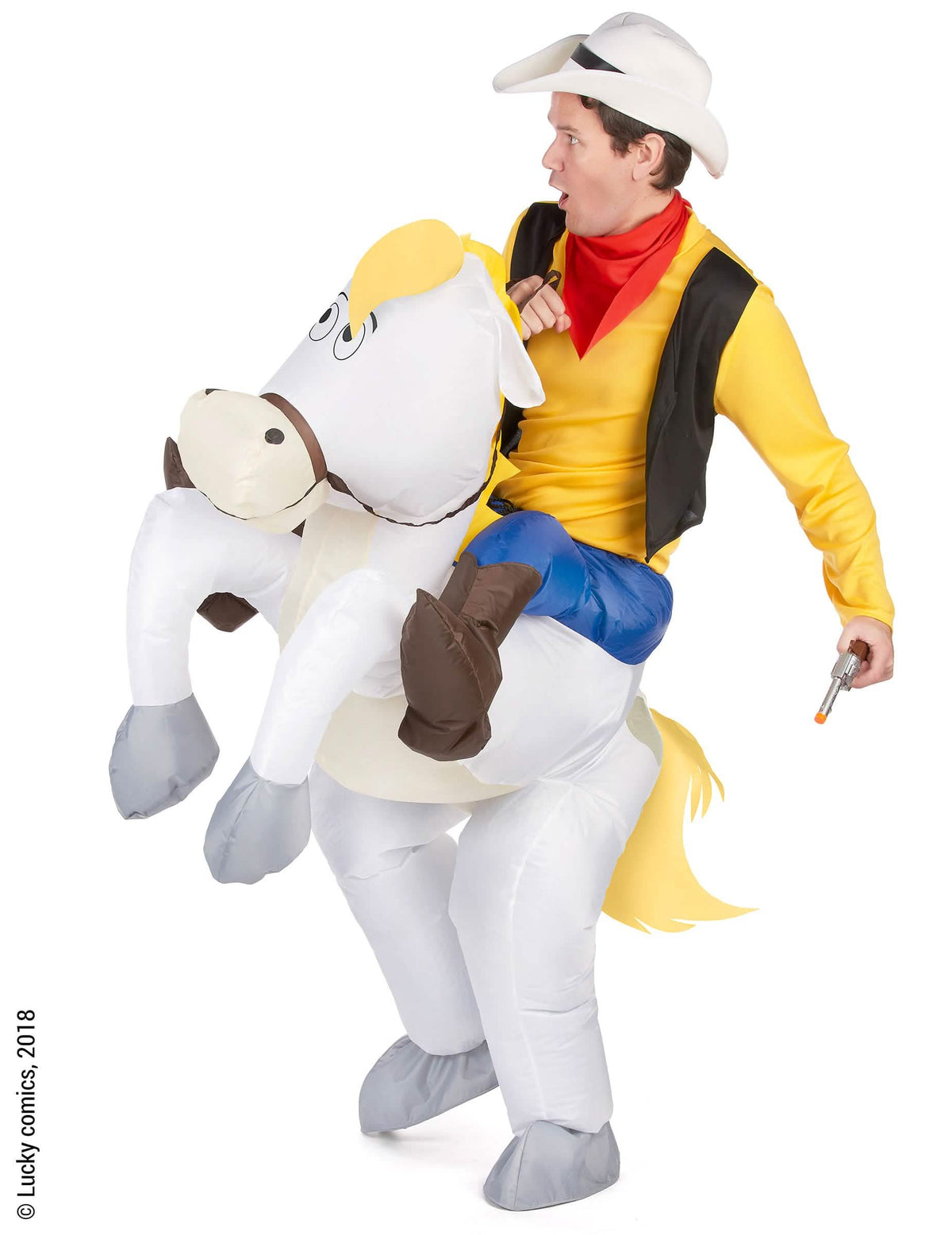 Boční pohled na kostým Porte-moi Jolly Jumper Lucky Luke