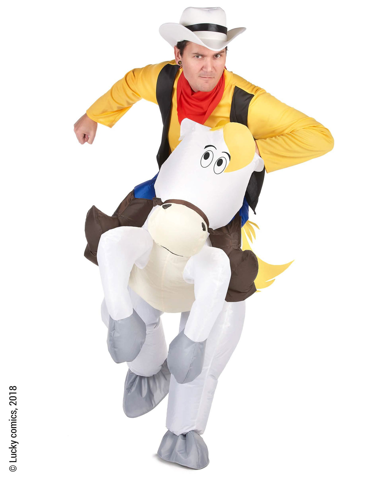 Kostým Porte-moi Jolly Jumper Lucky Luke pro dospělý žlutá a bílá nes mě