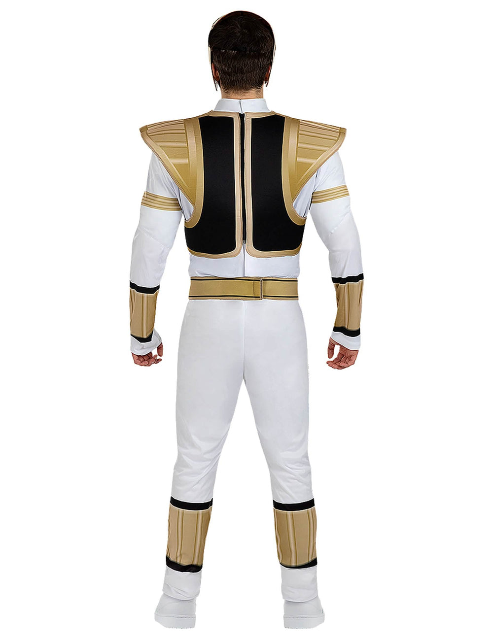 Vue de dos du déguisement Power Ranger blanc pour adulte