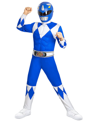 Dětský kostým Power Ranger - modrý svalnatý