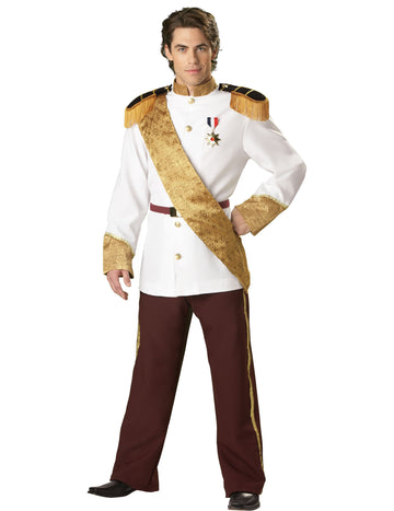 Pánský kostým prince v bílé a hnědé barvě - luxusní