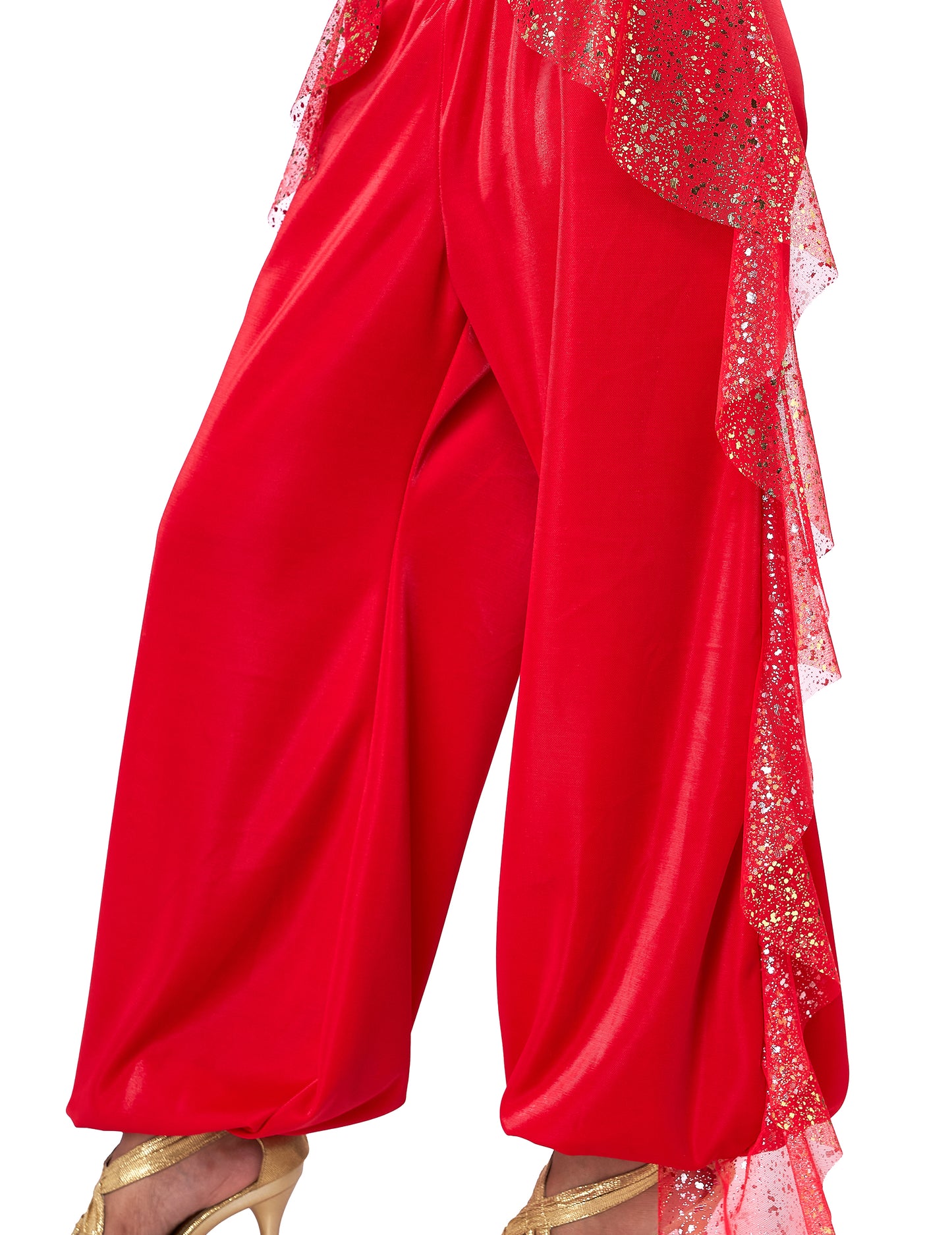 Détail du pantalon bouffant et des voilages du déguisement de princesse arabe