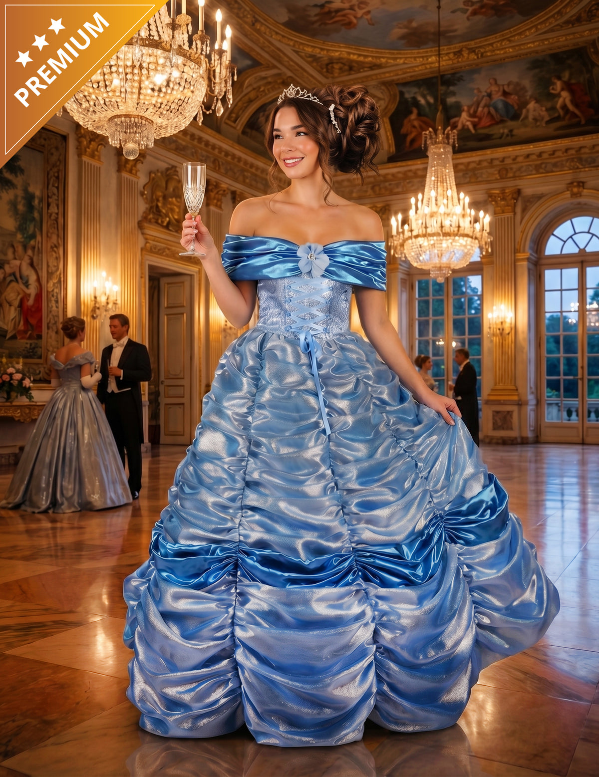 Luxusní modrý kostým princezny pro ženy