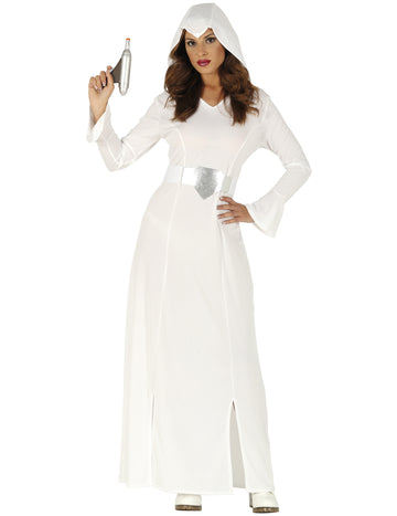 Prinzessin aus dem Weltall Damenkostüm für Fasching weiss-silberfarben