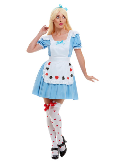 Déguisement princesse des merveilles pour femme bleu et blanc avec tablier