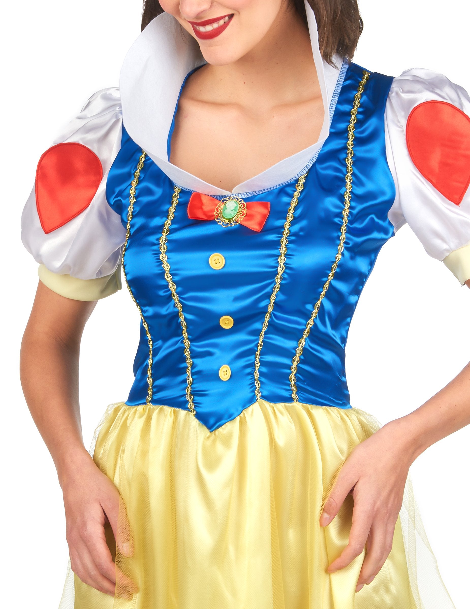 Detail hrudníku a rukávů kostýmu princezny ze sněhu pro ženy