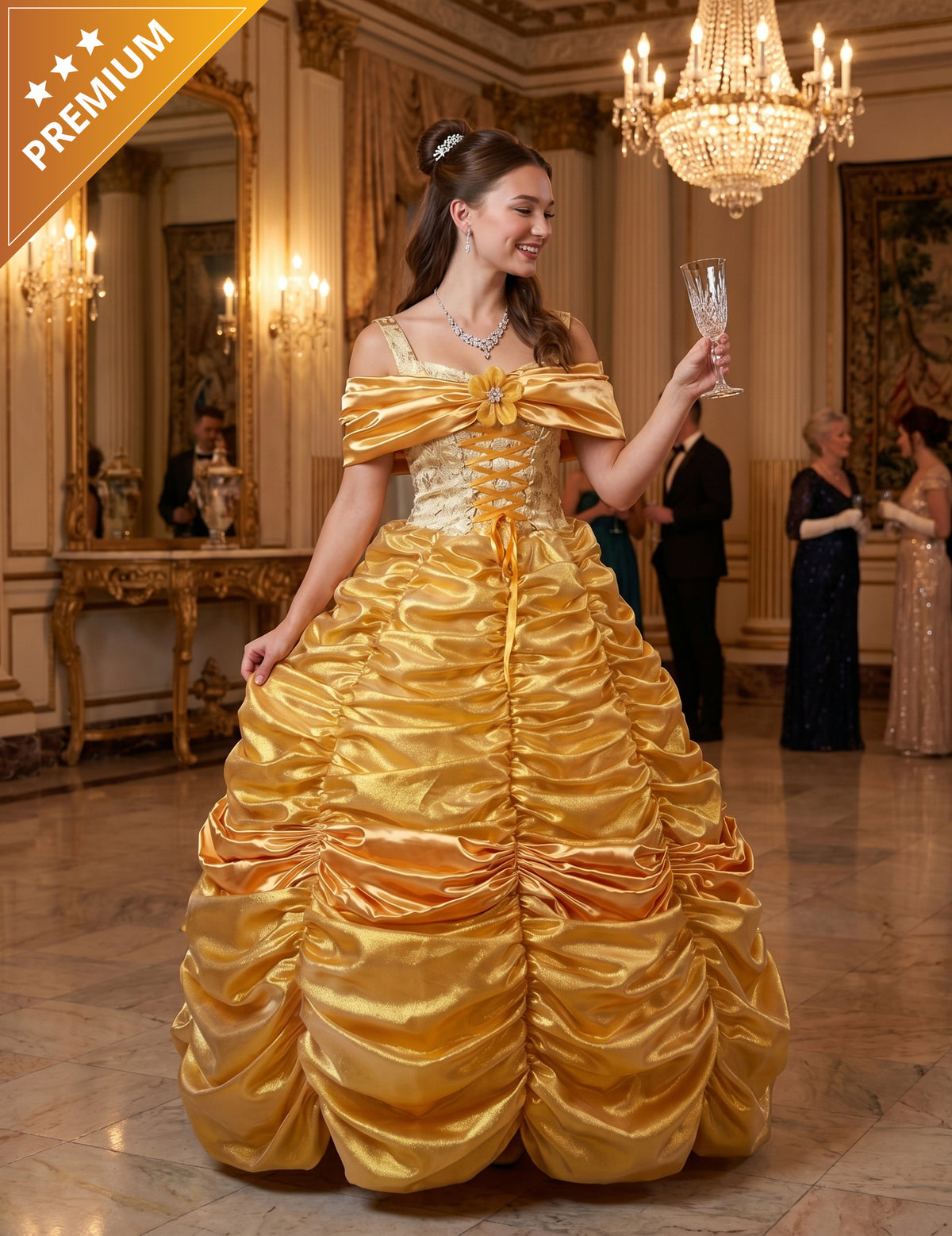 Luxusní dámský žlutý kostým princezny