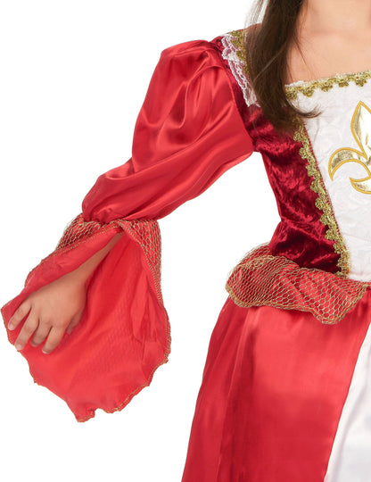 Detail rozšířené rukávy s zlatou síťovinou na kostýmu středověké princezny