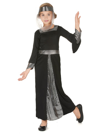 Dívčí kostým černé středověké princezny
