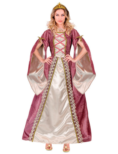 Dámský kostým středověké princezny v růžovo-bílé barvě
