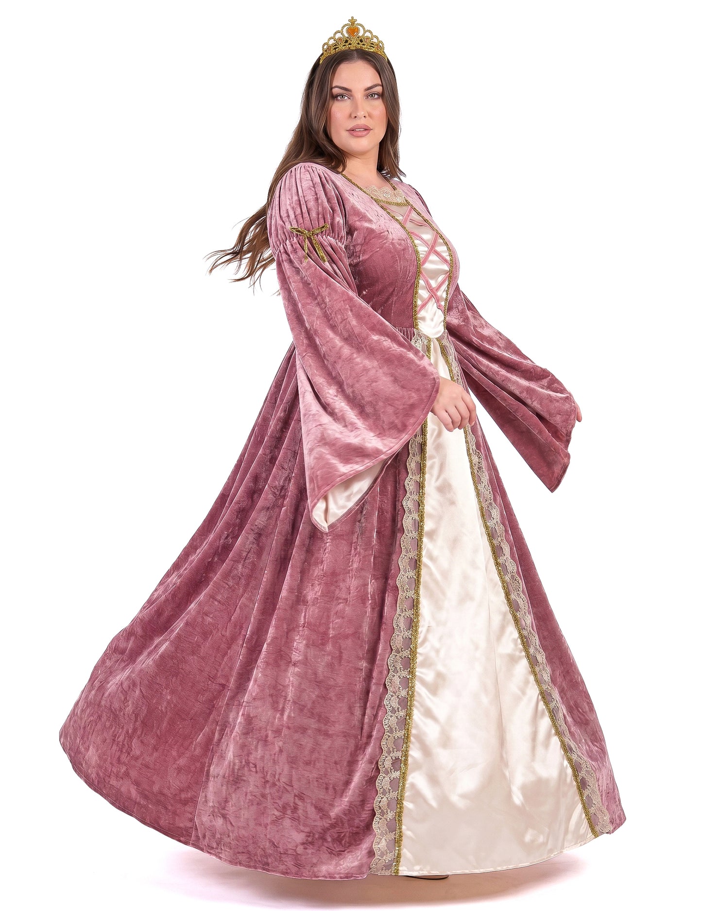 Déguisement princesse médiévale rose et blanche grande taille femme