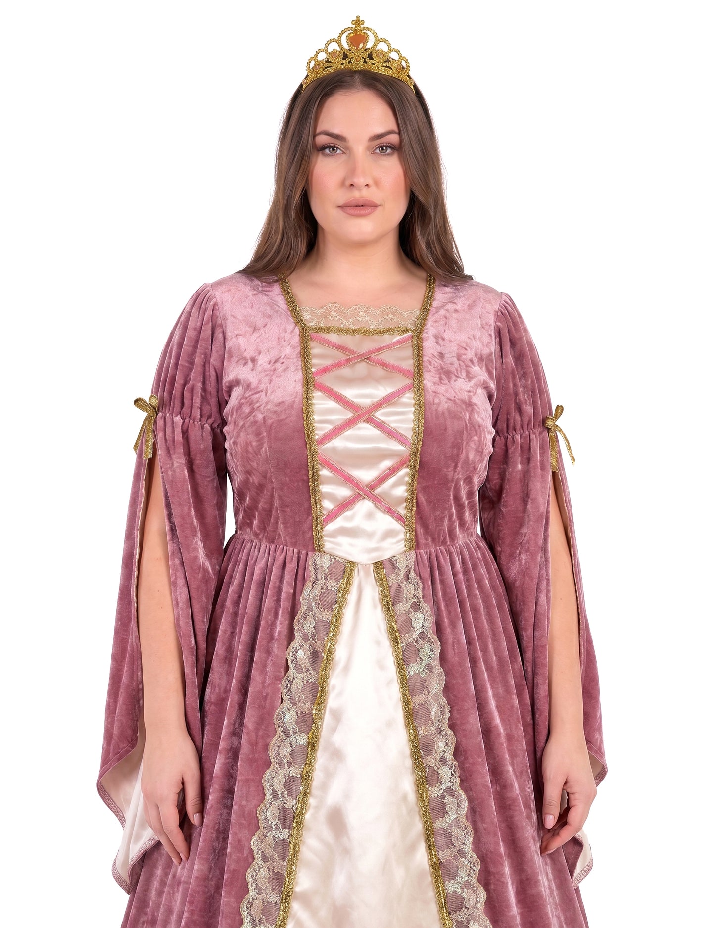 Déguisement princesse médiévale rose et blanche grande taille femme