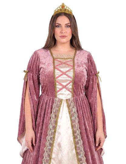Déguisement princesse médiévale rose et blanche grande taille femme