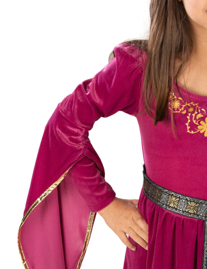 Dívčí kostým středověké princezny z růžového sametu