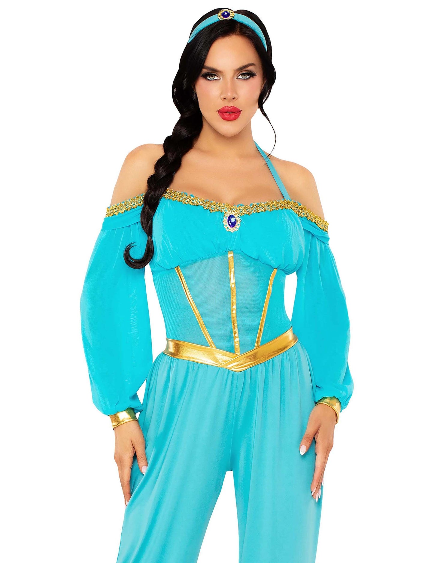 Dámský kostým orientální princezny v modré a zlaté barvě