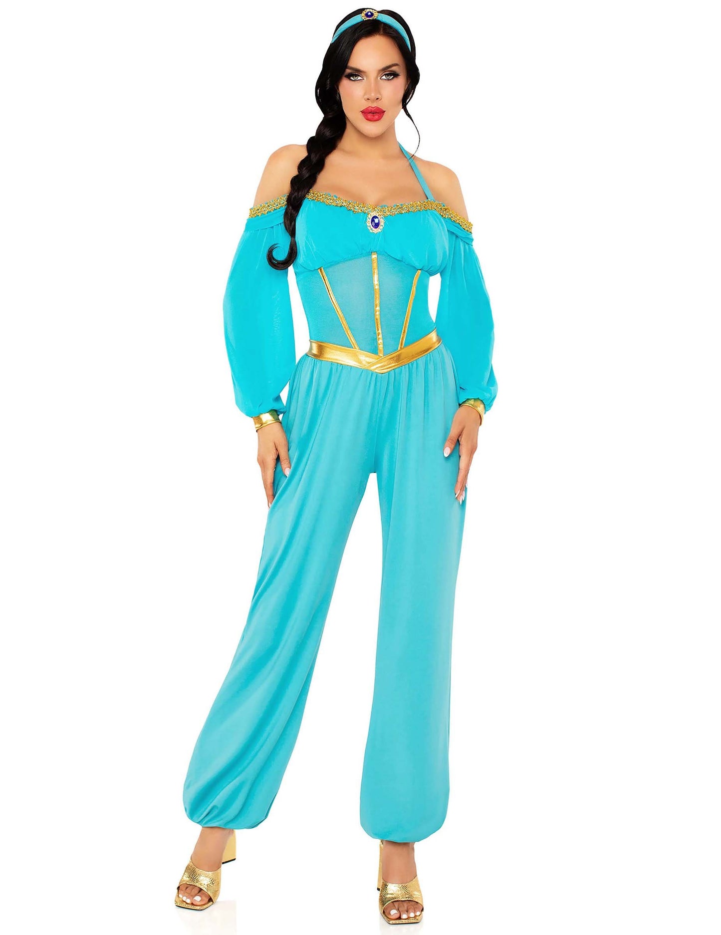 Dámský kostým orientální princezny v modré a zlaté barvě