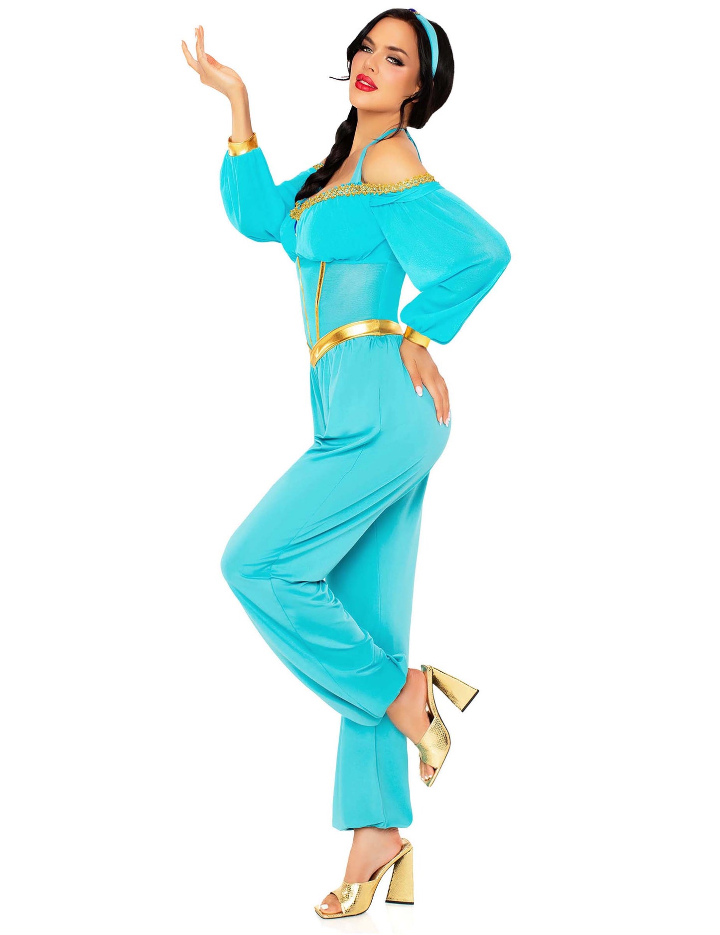 Dámský kostým orientální princezny v modré a zlaté barvě